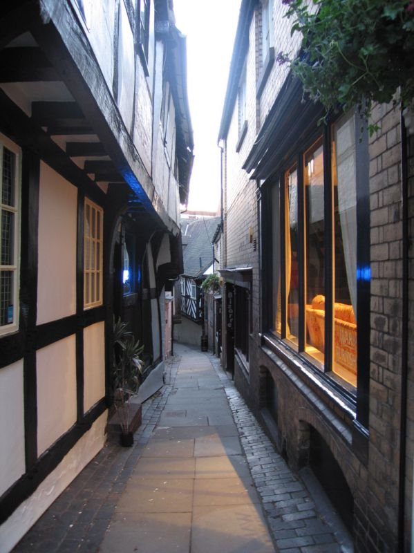 the medieval town of Shrewsbury where we stayed, with its super narrow streets
