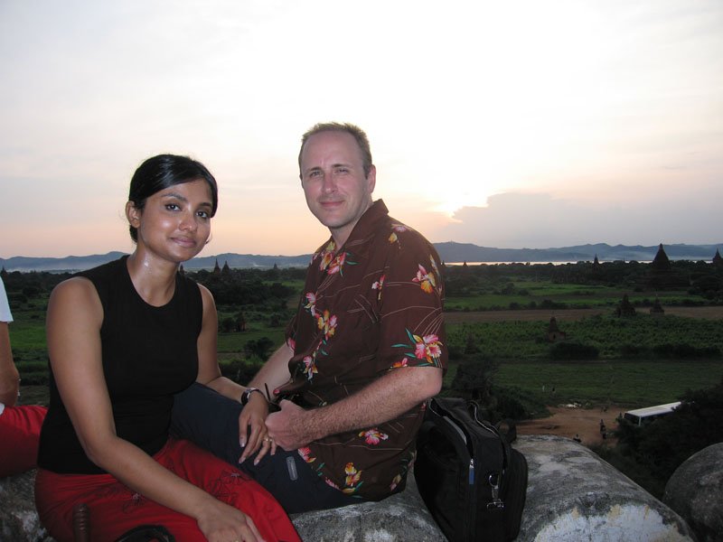 watching the sun set over Bagan from the top of one of the big temples
