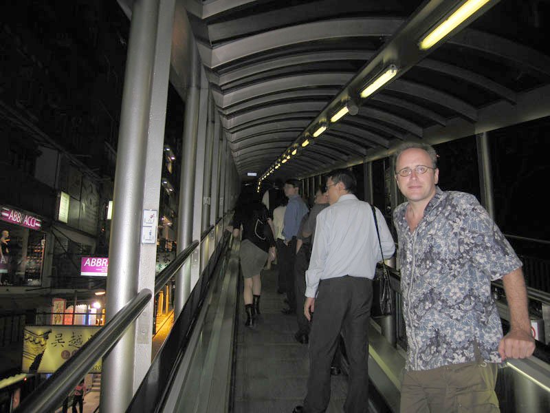 there is chain of moving walkways going uphill in SoHo, so you don't have to struggle walking up the steep streets

