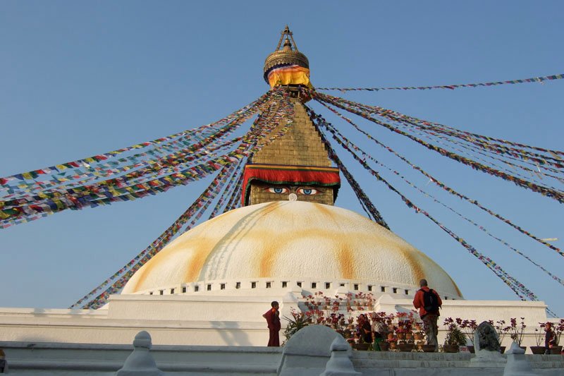 the massive buddhist stupa of Boudhanath, supposed to be one of the largest in the world, and one of the holiest buddhist sites in nepal (and yet another unesco world heritage site)
