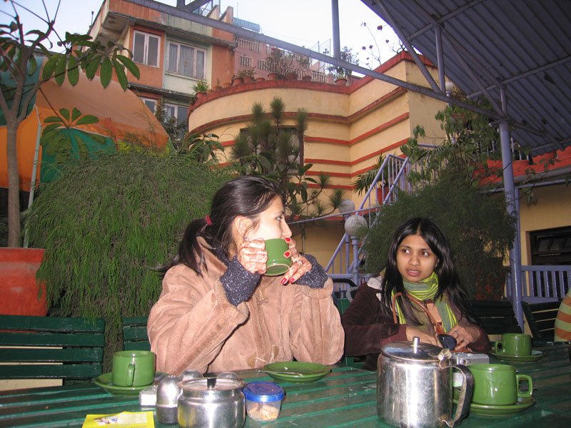 rooftop cafe in Thamel. more nepali tea! (it was so cold there, the tea felt good)
