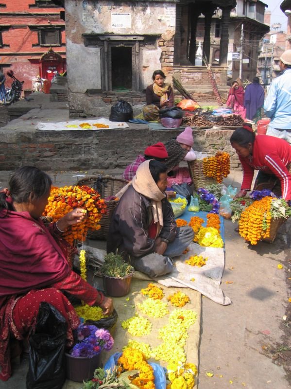 marigold flower sellers for the temples
