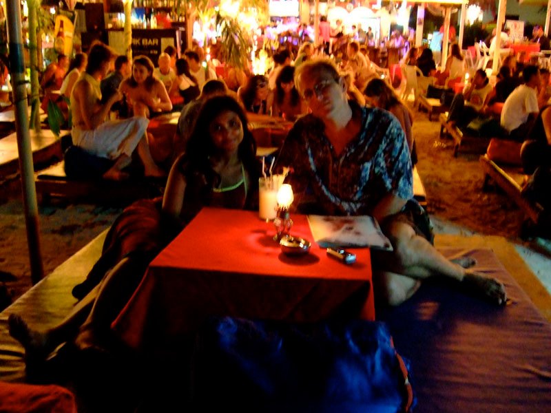 chilling at the Ark Bar on the beach at night
