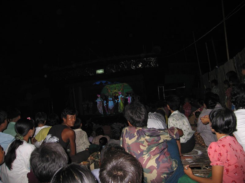 there was a big Buddhist festival going on for a few days when we arrived in Mandalay.  here are people hanging out and watching a travelling theatre group outdoors.  these plays with singing and dancing telling mythical stories go on all night long
