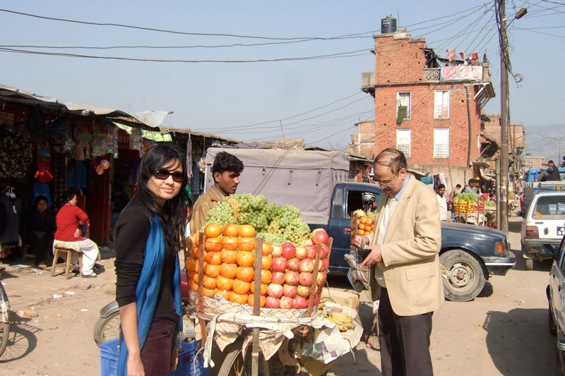 at a roadside town, with my dad - we stopped to get some fruits
