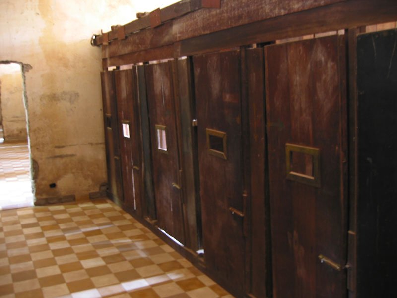prisoner cells inside Tuol Sleng -a school turned into a prison, torture & extermination center by the Khmer Rouge. more than 17,000 people were imprisoned & murdered here.  it was known as the place where people went in but never came out
