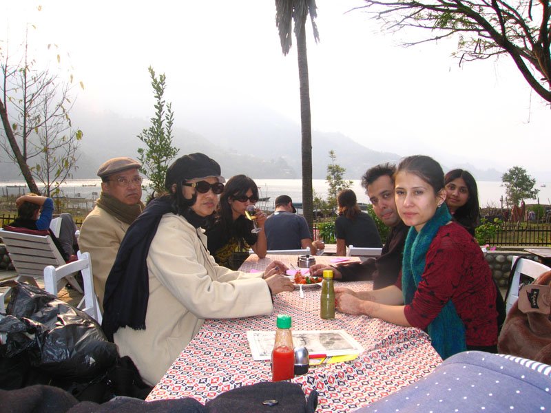 this was my favorite place in pokhara. we went there every day. sit in the sun by the lake, surrounded by the annapurna mountains, drink wine, sip chai, hang out.. 
