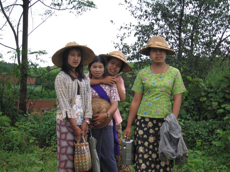 the women all put on thanaka paste on their faces in Burma, as a sunblock and general cosmetic

