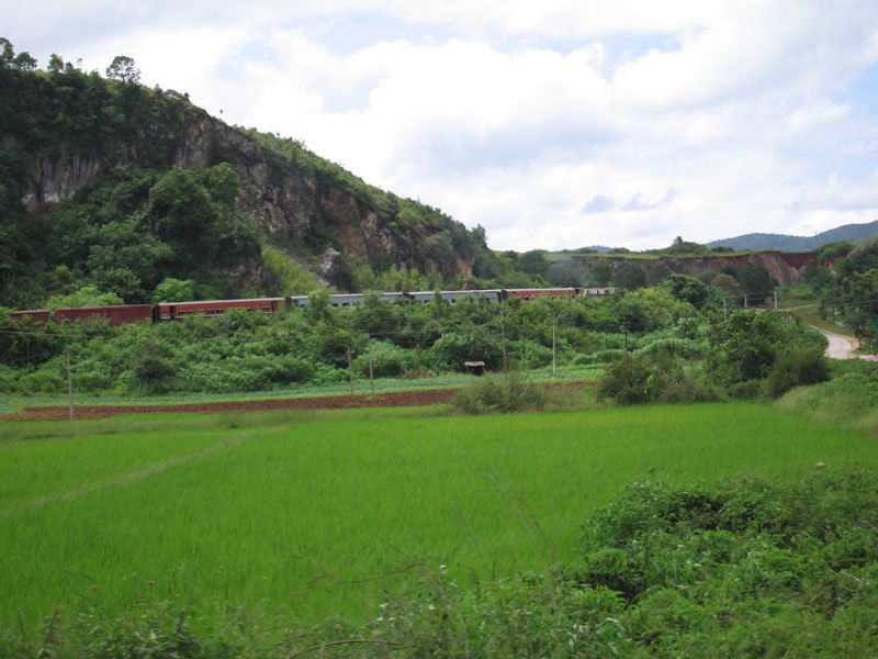train winding its way up to Kalaw
