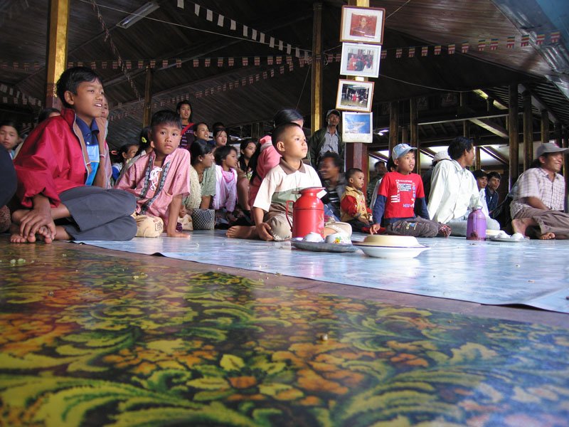 at the Jumping Cat Monastery :) on Inle Lake. the kids are all waiting to see — cats jump, of course
