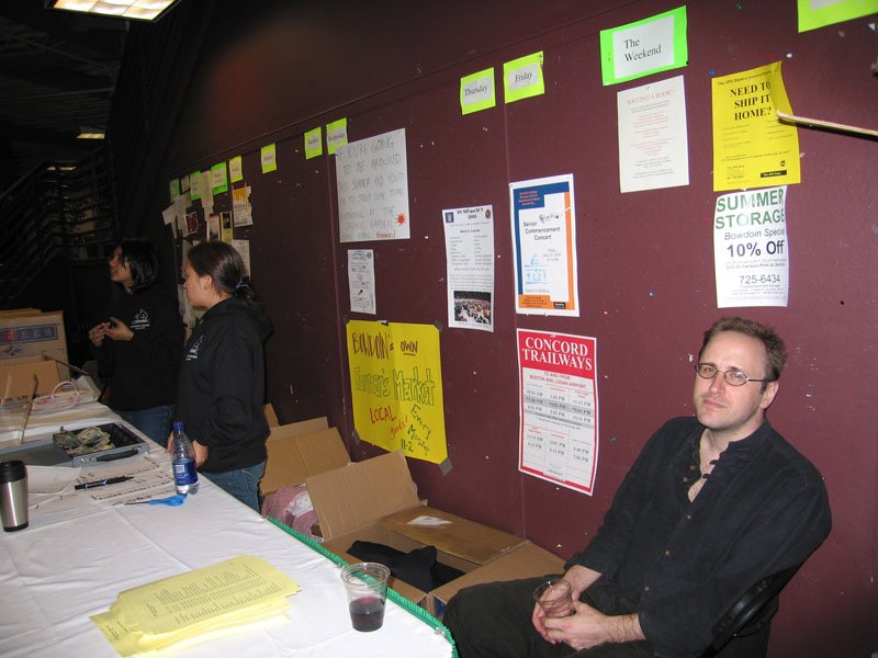 Chuck & I were helping give out the sweatshirts - Chuck a little tired at this point
