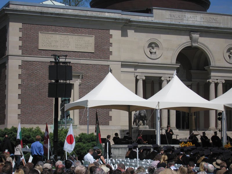The Bangladesh flag next to the stage - all for Zaynah!  Bowdoin had flags at the ceremony representing all the countries that it's graduating students were from.  Zaynah was the only Bangladeshi and so the flag was there for her.
