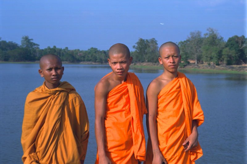 monks at Angkor Wat
