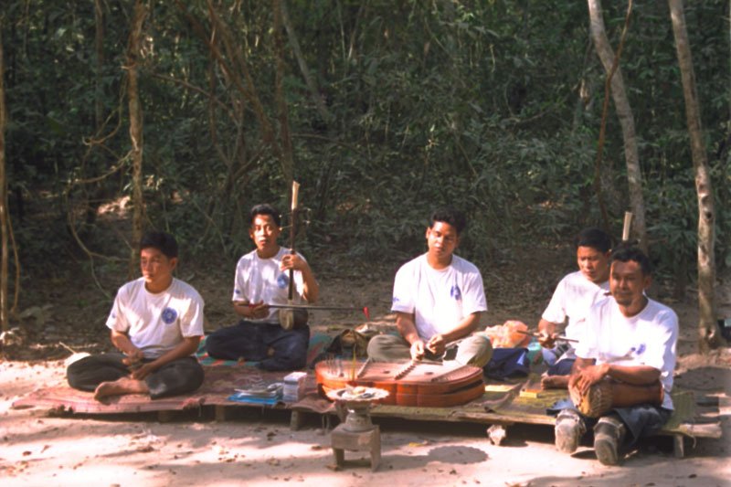 blind (and maimed - by land mines) musicians playing at Ta Prohm
