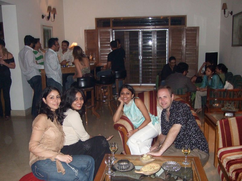 hanging out at Mishal's place.  Maria, Kimu, Silmat, Chuck, and the rest of the gang in the background
