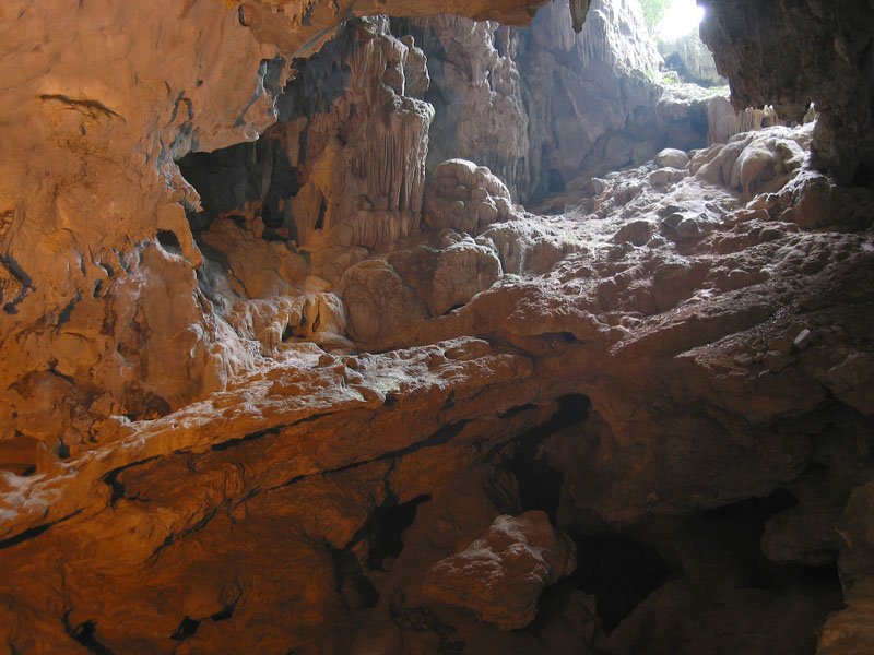 the caves inside one of the limestone mountain islands
